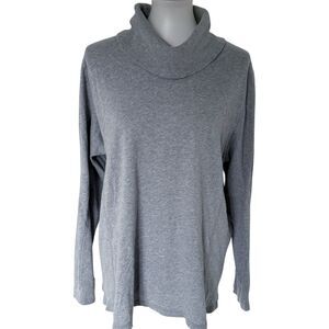 J. Jill Plus Size 2X Gray Cowl Neck Pullover Tunic Sweater 100% Cotton Grey Soft